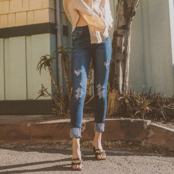 039 Kan Can High Rise Distressed Skinny Denim Jeans - Picture 9 of 10